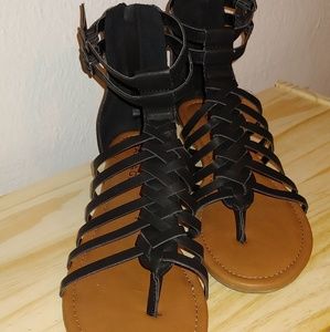 Rampage Black Gladiator Sandals